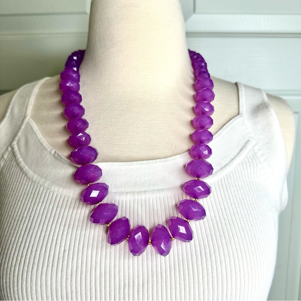 Joan Rivers Graduated Faceted Acrylic Purple Necklace 18”